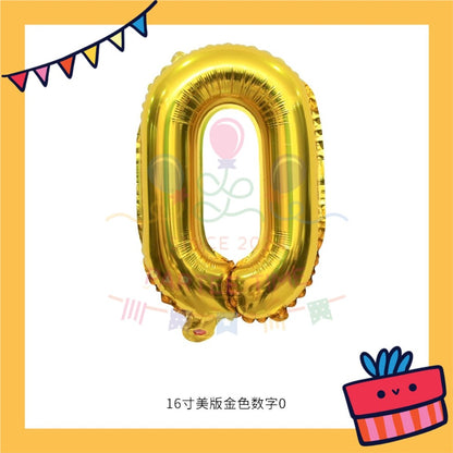 ParteeTime Gold Digital Foil Ballon 16 Inch 0 Number Balloon Birthday Party Foil Balloons Vibrant Shiny Decorations