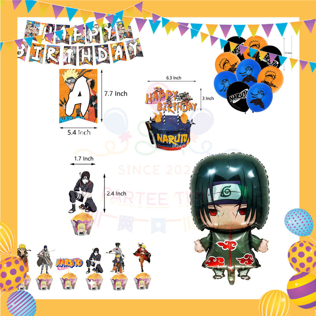 ParteeTime Kids Birthday Party Celebration Decoration Set Naruto 4 in 1 Majlis Sambutan Hari Jadi Kanak-Kanak