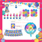 ParteeTime Kids Birthday Party Celebration Decoration Set Baby Shark 4 in 1 Banner Balloon Cake Cupcake Topper Hari Jadi