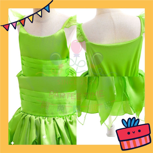 ParteeTime Kids Girls Green Tinker Bell Dress Cosplay Costumes Halloween Fairy Princess Fancy