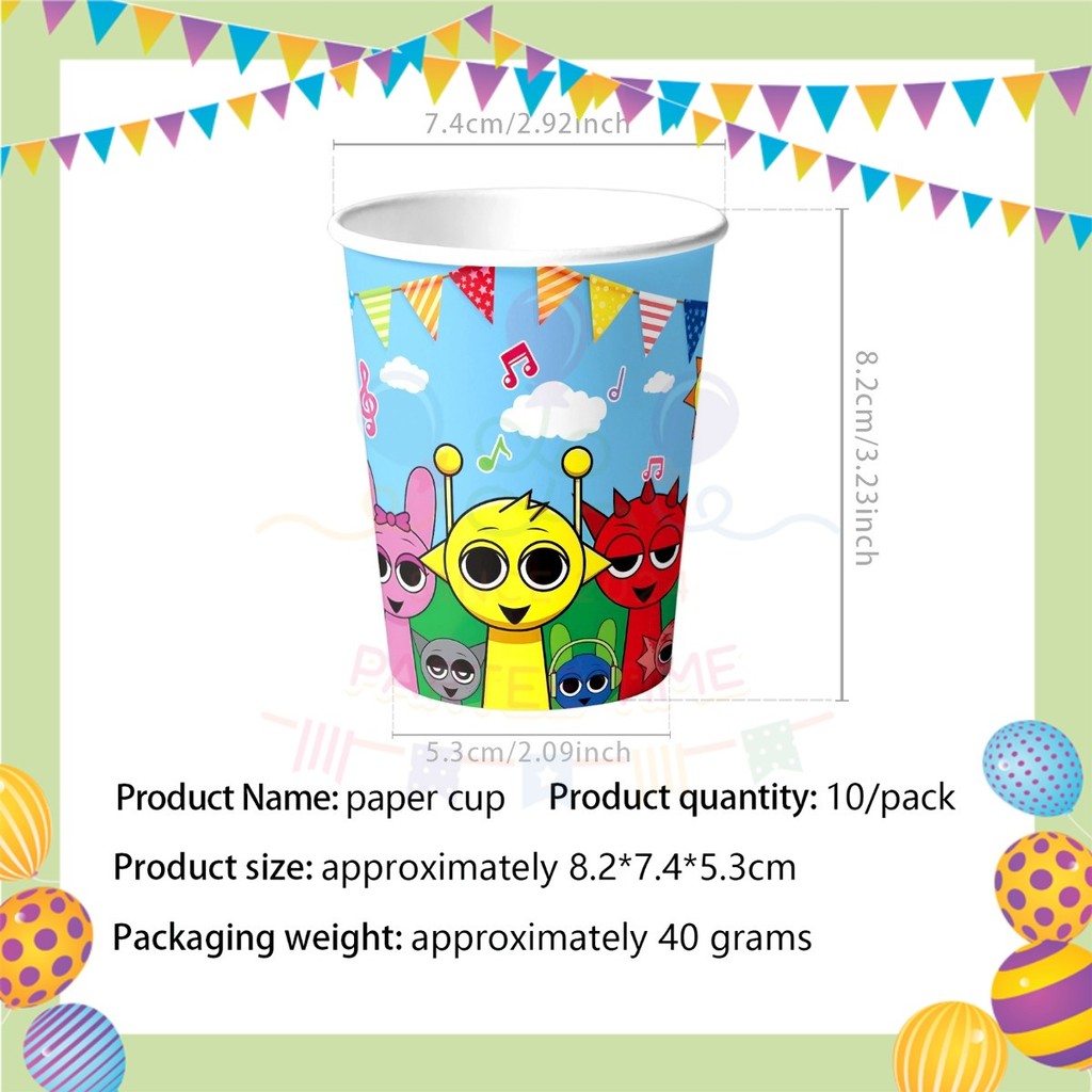 ParteeTime Kids Sprunki Theme Decorations Birthday Party Supplies Banners Backdrop Set Hiasan Hari Jadi Kanak-Kanak