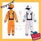 ParteeTime Kids Astronaut Children Boy Girl Kid Costume Halloween Nasa Cosplay Pilot White Orange Jumpsuit Spaceman