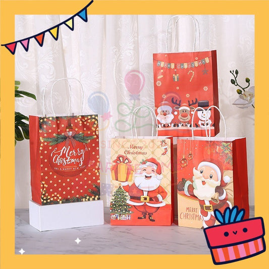 ParteeTime Birthday Kids 1pcs Christmas Party Favor Gift Bags with Handle Paper Bag Doorgift Packaging Goodies Bag Gift