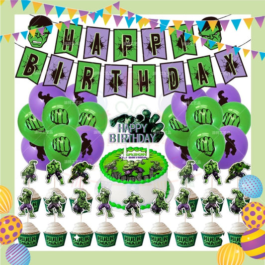 ParteeTime Kids Birthday Party Celebration Decoration Set Hulk 4 in 1 Majlis Sambutan Hiasan Hari Jadi Kanak-Kanak