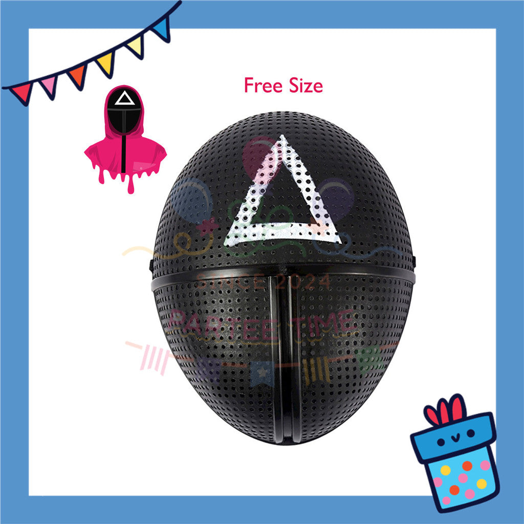 ParteeTime Kids Adult Costume Cosplay Jumpsuit Square Round Triangle Mask Full Halloween Baju Kostume Kanak-Kanak