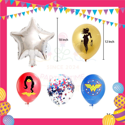 ParteeTime Kids Birthday Party Celebration Decoration Set Wonder Woman 4 in 1 Sambutan Hiasan Hari Jadi Kanak-Kanak