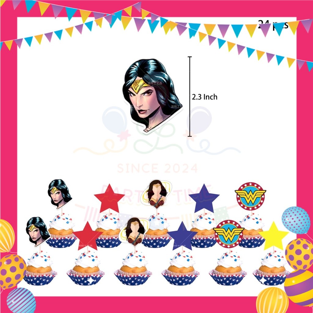 ParteeTime Kids Birthday Party Celebration Decoration Set Wonder Woman 4 in 1 Sambutan Hiasan Hari Jadi Kanak-Kanak