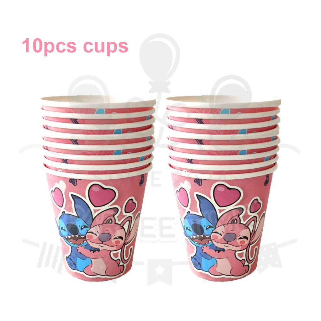 ParteeTime Kids Stitch Theme Decorations Kids Birthday Party Balloon Banners Hang Swirls Backdrop Tablecloth Cake Topper
