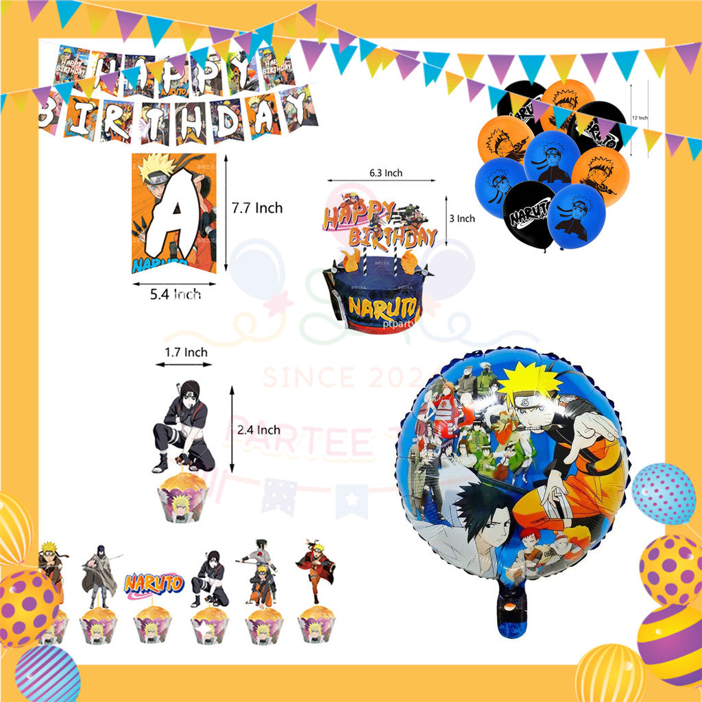 ParteeTime Kids Birthday Party Celebration Decoration Set Naruto 4 in 1 Majlis Sambutan Hari Jadi Kanak-Kanak