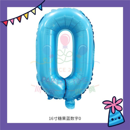 ParteeTime Blue Digital Foil Ballon 16 Inch 0 Number Balloon Birthday Party Foil Balloons Vibrant Shiny Decorations