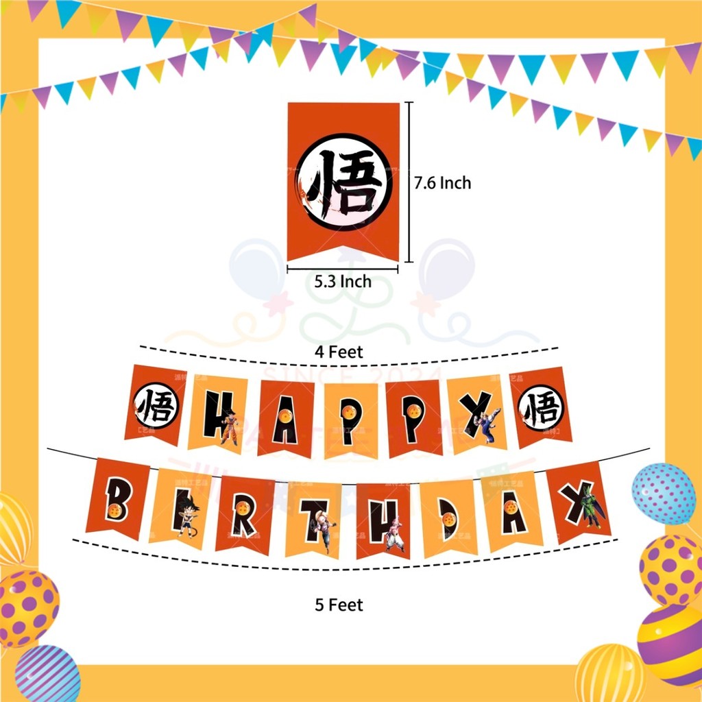 ParteeTime Kids Birthday Party Celebration Decoration Set Dragon Ball Goku 4 in 1 Majlis Sambutan Hari Jadi Kanak-Kanak