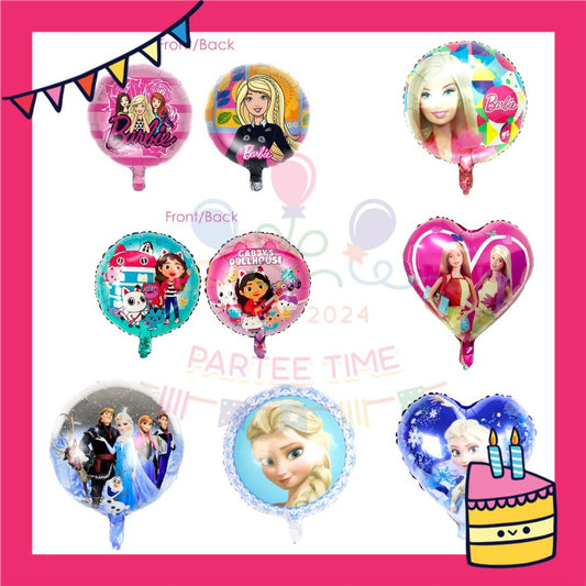 ParteeTime Kids Elsa Gabby Barbie Themed Foil Balloon Birthday Party Decoration Tema Foil Belon Hari Jadi Hiasan