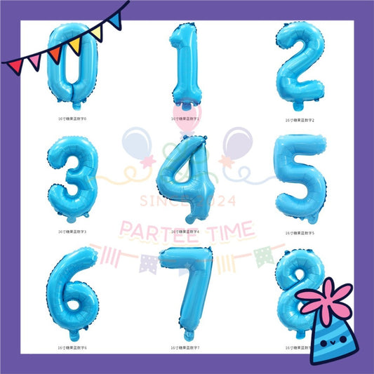 ParteeTime Blue Digital Foil Ballon 16 Inch 0 Number Balloon Birthday Party Foil Balloons Vibrant Shiny Decorations