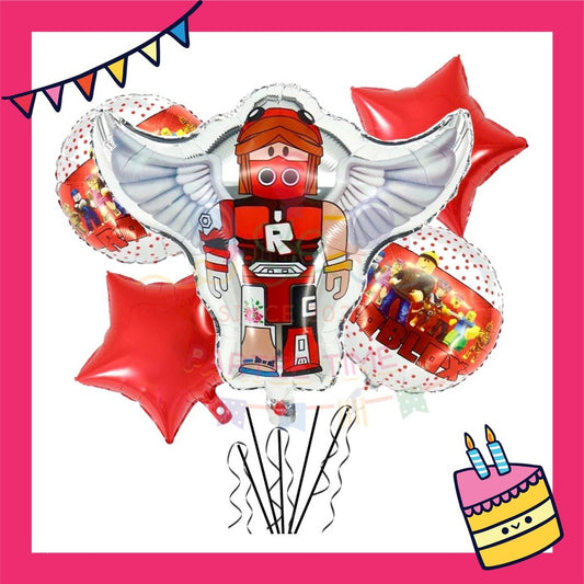 ParteeTime Kids Roblox Birthday Party Decoration 5pcs Set Foil Balloon Set Belon Tema Hiasan Hari Jadi Kanak-Kanak