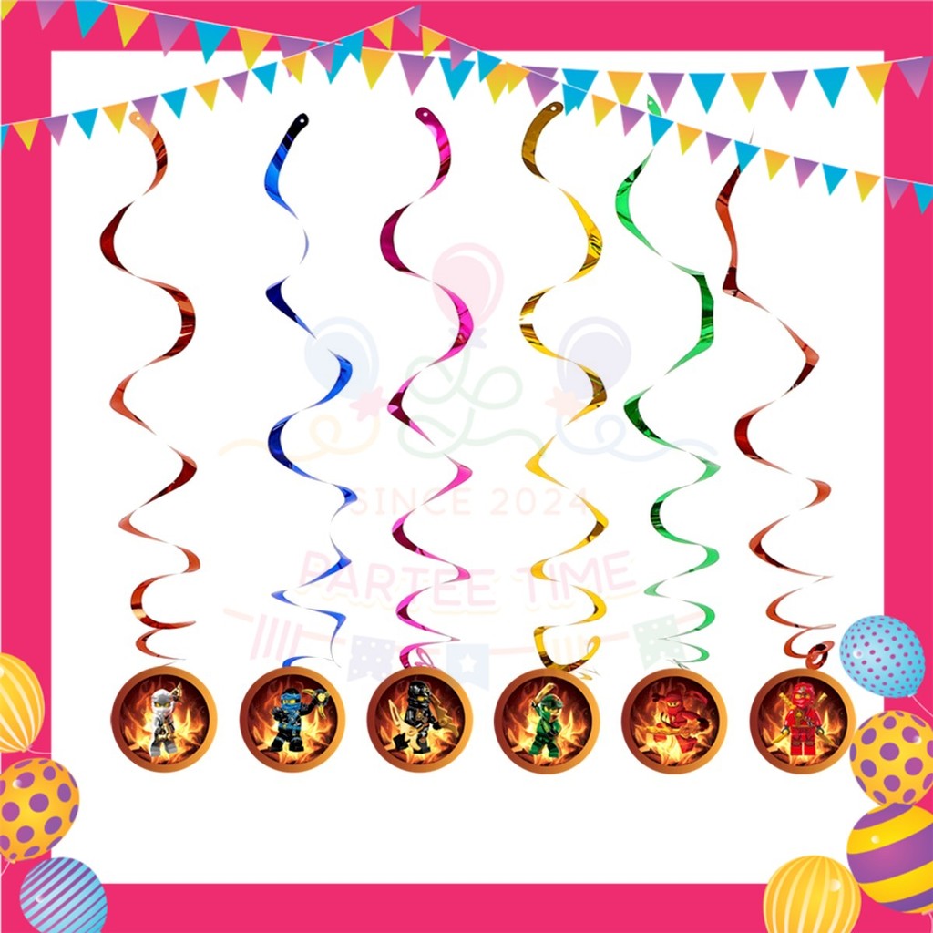 ParteeTime Kids Ninjago Theme Decorations Birthday Party Supplies Banners Backdrop Set Hiasan Hari Jadi Kanak-Kanak