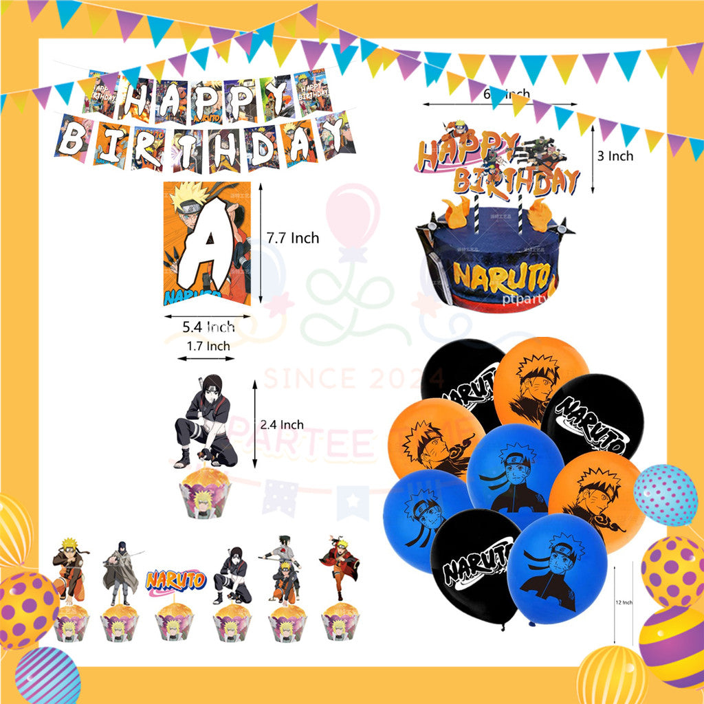 ParteeTime Kids Birthday Party Celebration Decoration Set Naruto 4 in 1 Majlis Sambutan Hari Jadi Kanak-Kanak