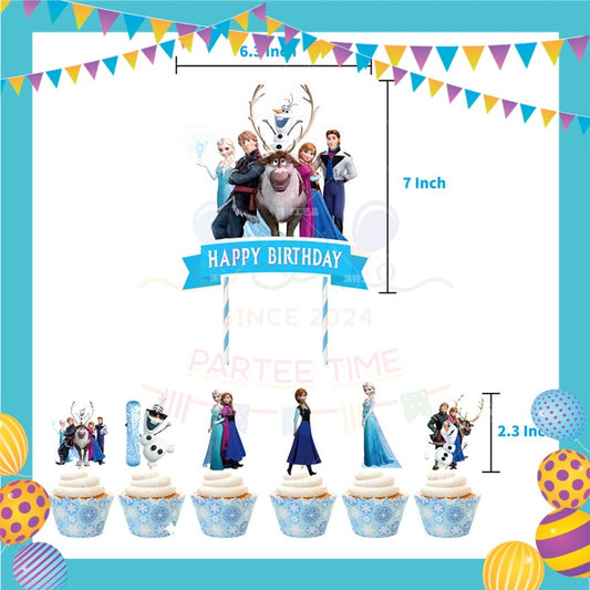 ParteeTime Kids Birthday Party Celebration Decoration Set Princess Anna Elsa 4 in 1 Majlis Sambutan Hari Jadi Kanak