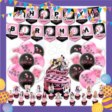 ParteeTime Kids Birthday Party Celebration Decoration Set Black Pink 4 in 1 Hiasan Majlis Sambutan Hari Jadi Kanak-Kanak