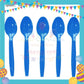 ParteeTime Astronaut Birthday Theme Decorations Kids Birthday Balloon Banner Hang Swirl Backdrop Tablecloth Cake Topper