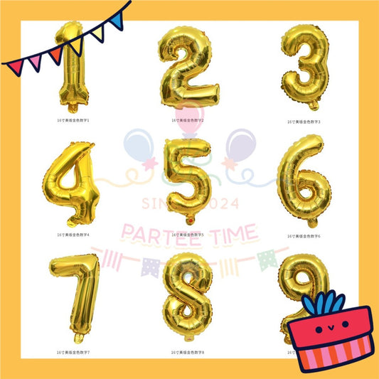 ParteeTime Gold Digital Foil Ballon 16 Inch 0 Number Balloon Birthday Party Foil Balloons Vibrant Shiny Decorations