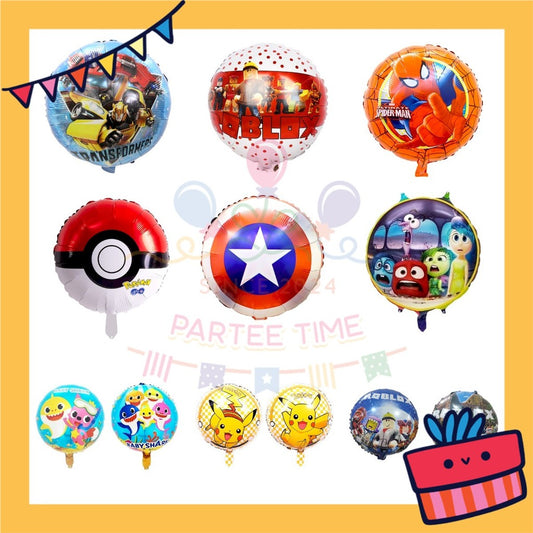 ParteeTime Kids Spd Blaze Baby Shark Themed Foil Balloon Birthday Party Decoration Tema Foil Belon Hari Jadi Hiasan