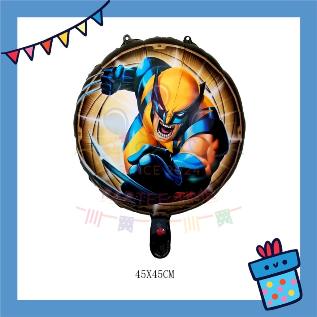 ParteeTime Kids Cartoon Wolverine Dead Pool Themed Foil Balloon Birthday Party Decoration Foil Belon Parti Hari Jadi