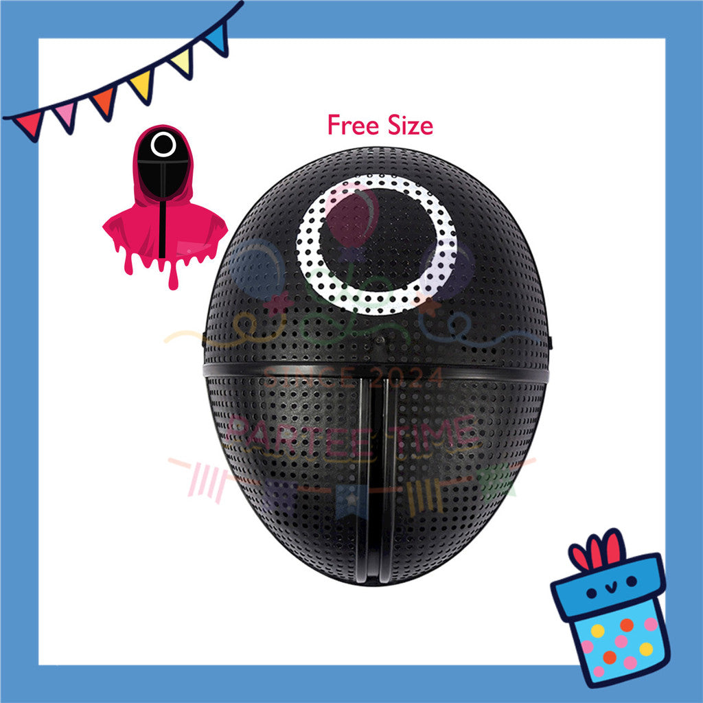 ParteeTime Kids Adult Costume Cosplay Jumpsuit Square Round Triangle Mask Full Halloween Baju Kostume Kanak-Kanak