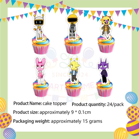 ParteeTime Kids Sprunki Theme Decorations Birthday Party Supplies Banners Backdrop Set Hiasan Hari Jadi Kanak-Kanak