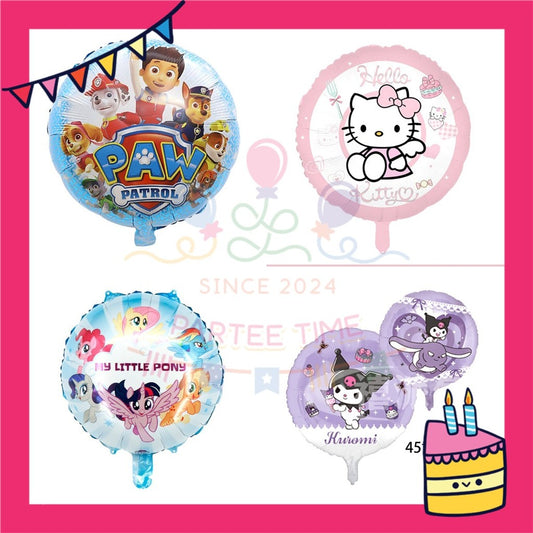 ParteeTime Kids Cute Cartoon Themed Foil Balloon Birthday Party Decoration Foil Belon Tema Kartun Parti Hari Jadi Hiasan