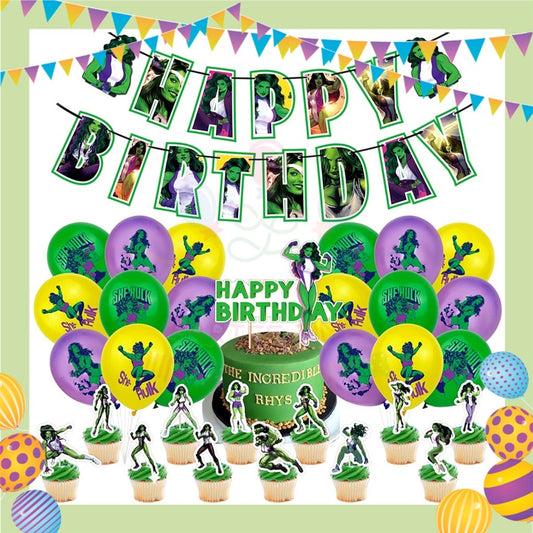 ParteeTime Kids Birthday Party Celebration Decoration Set Hulk Women 4 in 1 Majlis Sambutan Hiasan Hari Jadi Kanak-Kanak