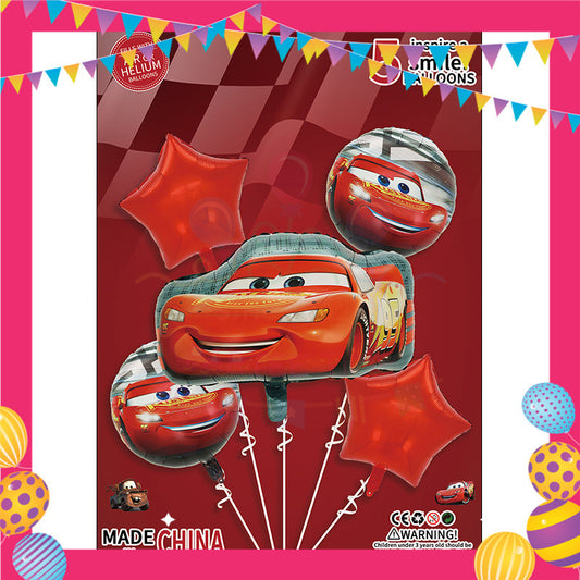 ParteeTime Kids Cars Birthday Party Decoration 5pcs Set Foil Balloon Set Cars Belon Sambutan Parti Hari Jadi Kanak-Kanak