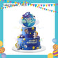 ParteeTime Astronaut Birthday Theme Decorations Kids Birthday Balloon Banner Hang Swirl Backdrop Tablecloth Cake Topper