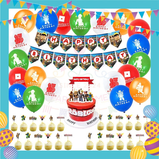 ParteeTime Kids Birthday Party Celebration Decoration Set Roblox 4 in 1 Hiasan Majlis Sambutan Hari Jadi Kanak-Kanak