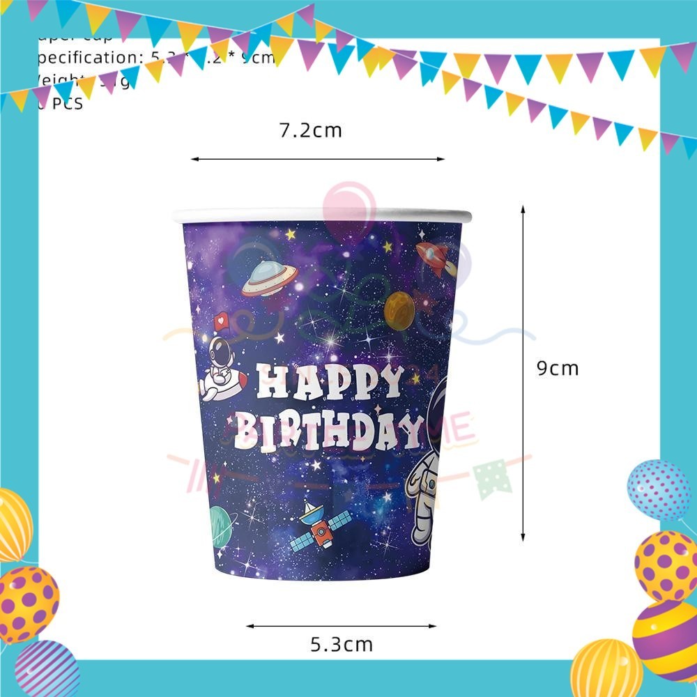 ParteeTime Astronaut Birthday Theme Decorations Kids Birthday Balloon Banner Hang Swirl Backdrop Tablecloth Cake Topper