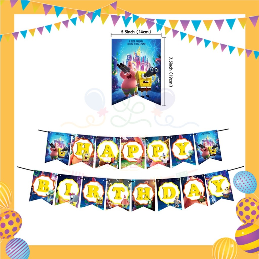 ParteeTime Kids Birthday Party Celebration Decoration Set Spongebob Patrick 4 in 1 Majlis Sambutan Hari Jadi Kanak-Kanak