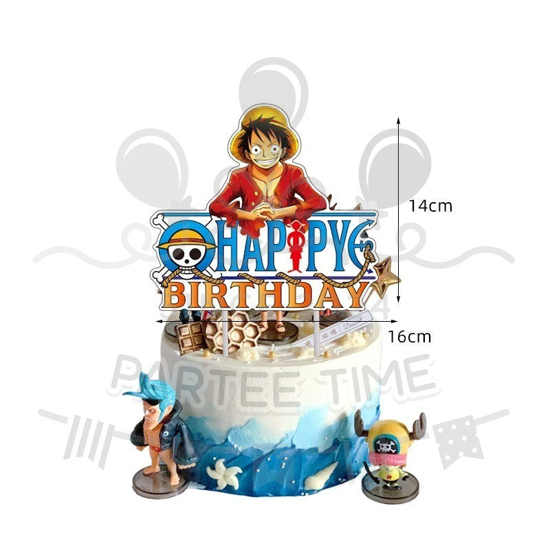 ParteeTime Kids One Piece Birthday Theme Decorations Party Balloon Banners Hang Swirls Backdrop Tablecloth Cake Topper