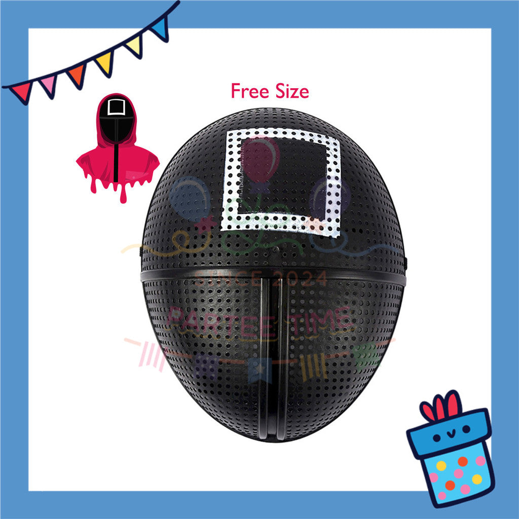 ParteeTime Kids Adult Costume Cosplay Jumpsuit Square Round Triangle Mask Full Halloween Baju Kostume Kanak-Kanak
