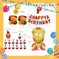 ParteeTime Kids Birthday Party Celebration Decoration Set Superhero 4 in 1 Banner Balloon Cake Cupcake Topper Hari Jadi