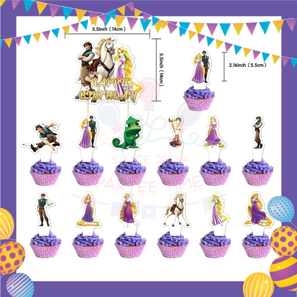 ParteeTime Kids Birthday Party Celebration Decoration Set Princess Rapunzel 4 in 1 Majlis Sambutan Hari Jadi Kanak-Kanak