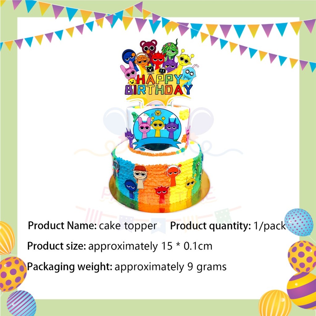 ParteeTime Kids Sprunki Theme Decorations Birthday Party Supplies Banners Backdrop Set Hiasan Hari Jadi Kanak-Kanak