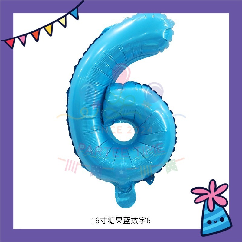 ParteeTime Blue Digital Foil Ballon 16 Inch 0 Number Balloon Birthday Party Foil Balloons Vibrant Shiny Decorations