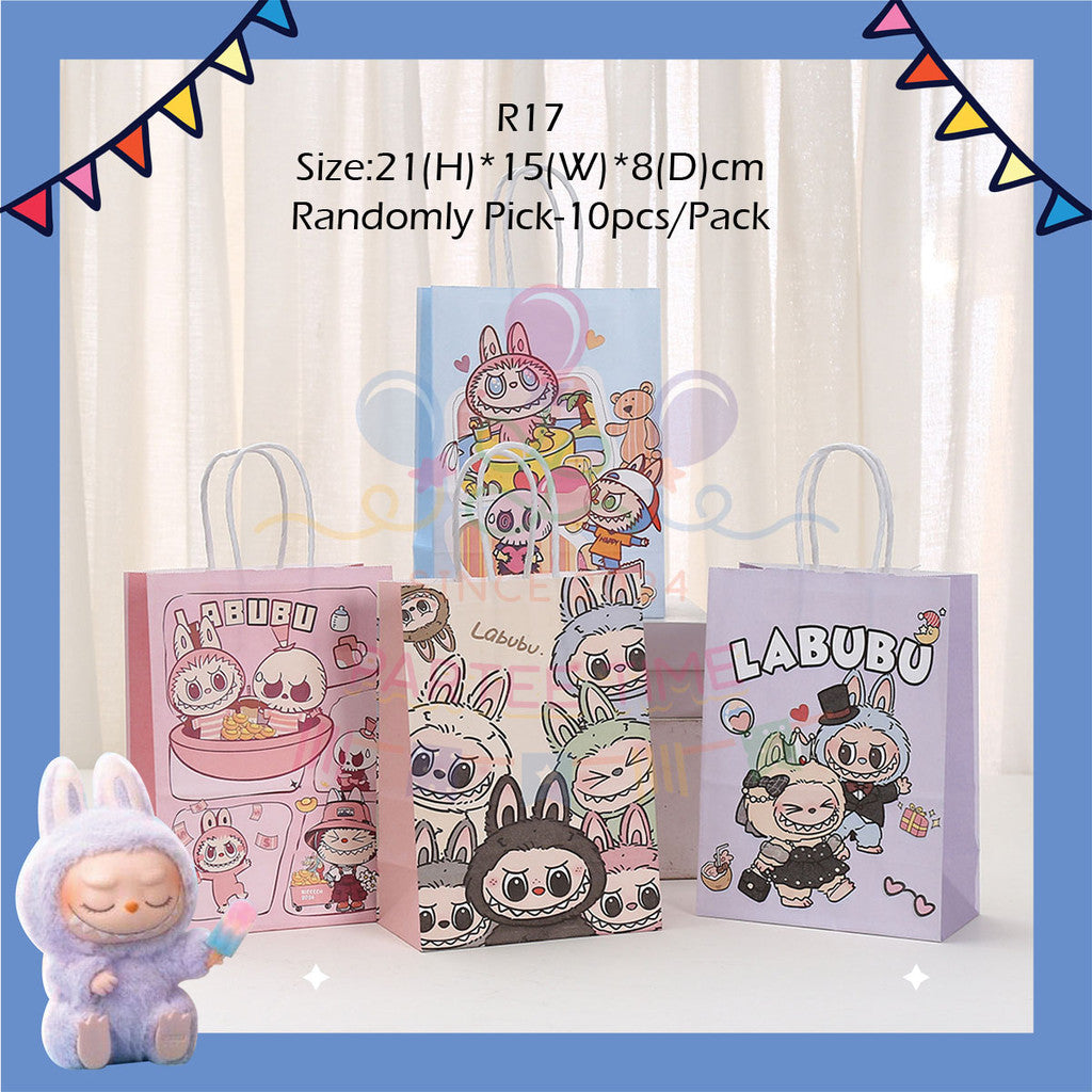 ParteeTime Kids Birthday Party Celebration Decoration Set Labubu 4 in 1 Banner Balloon Cake Cupcake Topper