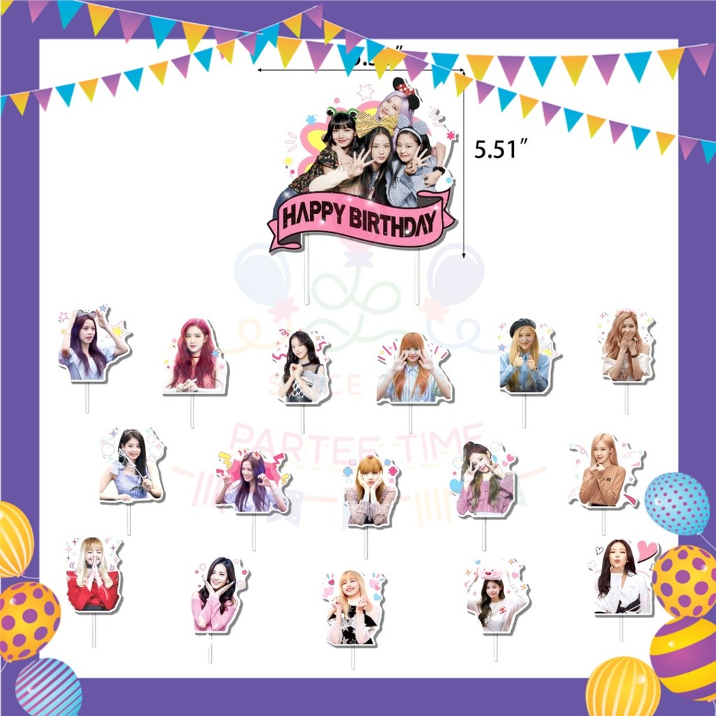 ParteeTime Kids Birthday Party Celebration Decoration Set Black Pink 4 in 1 Hiasan Majlis Sambutan Hari Jadi Kanak-Kanak