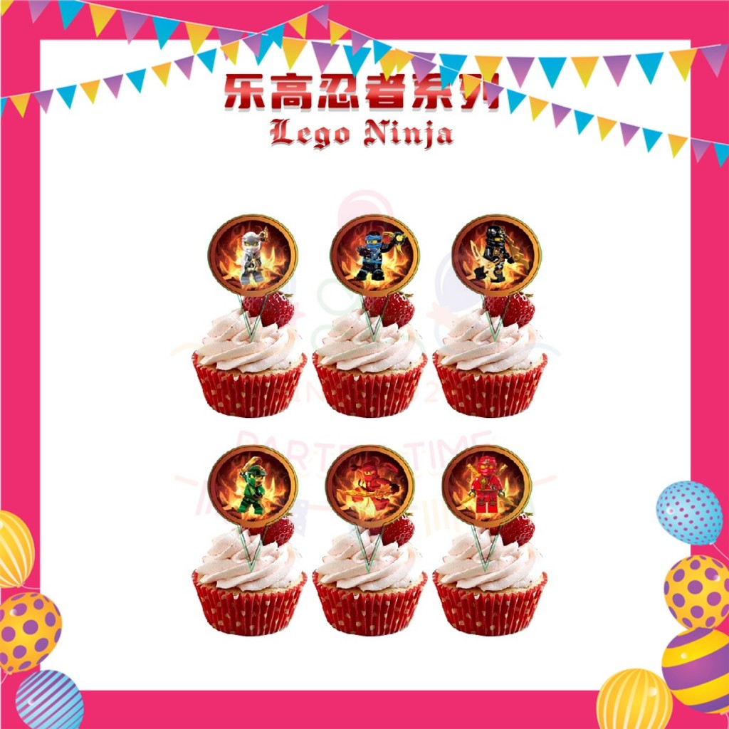ParteeTime Kids Ninjago Theme Decorations Birthday Party Supplies Banners Backdrop Set Hiasan Hari Jadi Kanak-Kanak