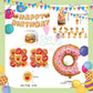 ParteeTime Kids Birthday Party Celebration Decoration Set Fast Food 5 in 1 Banner Balloon Cake Cupcake Topper Hari Jadi