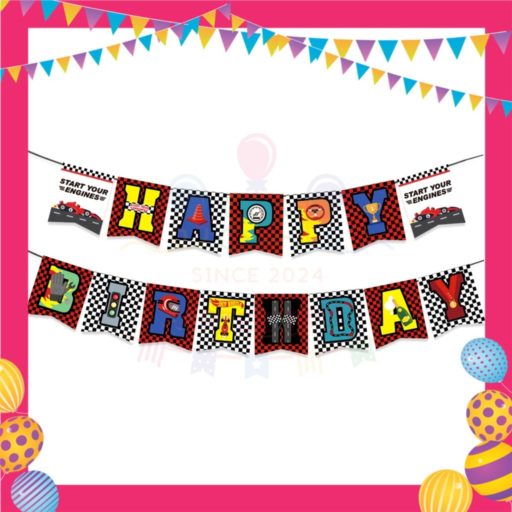 ParteeTime Kids Birthday Party Celebration Decoration Set Racing Car 4 in 1 Majlis Sambutan Hari Jadi Kanak-Kanak