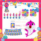 ParteeTime Kids Birthday Party Celebration Decoration Set Baby Shark 4 in 1 Banner Balloon Cake Cupcake Topper Hari Jadi