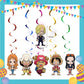 ParteeTime Kids One Piece Birthday Theme Decorations Party Balloon Banners Hang Swirls Backdrop Tablecloth Cake Topper