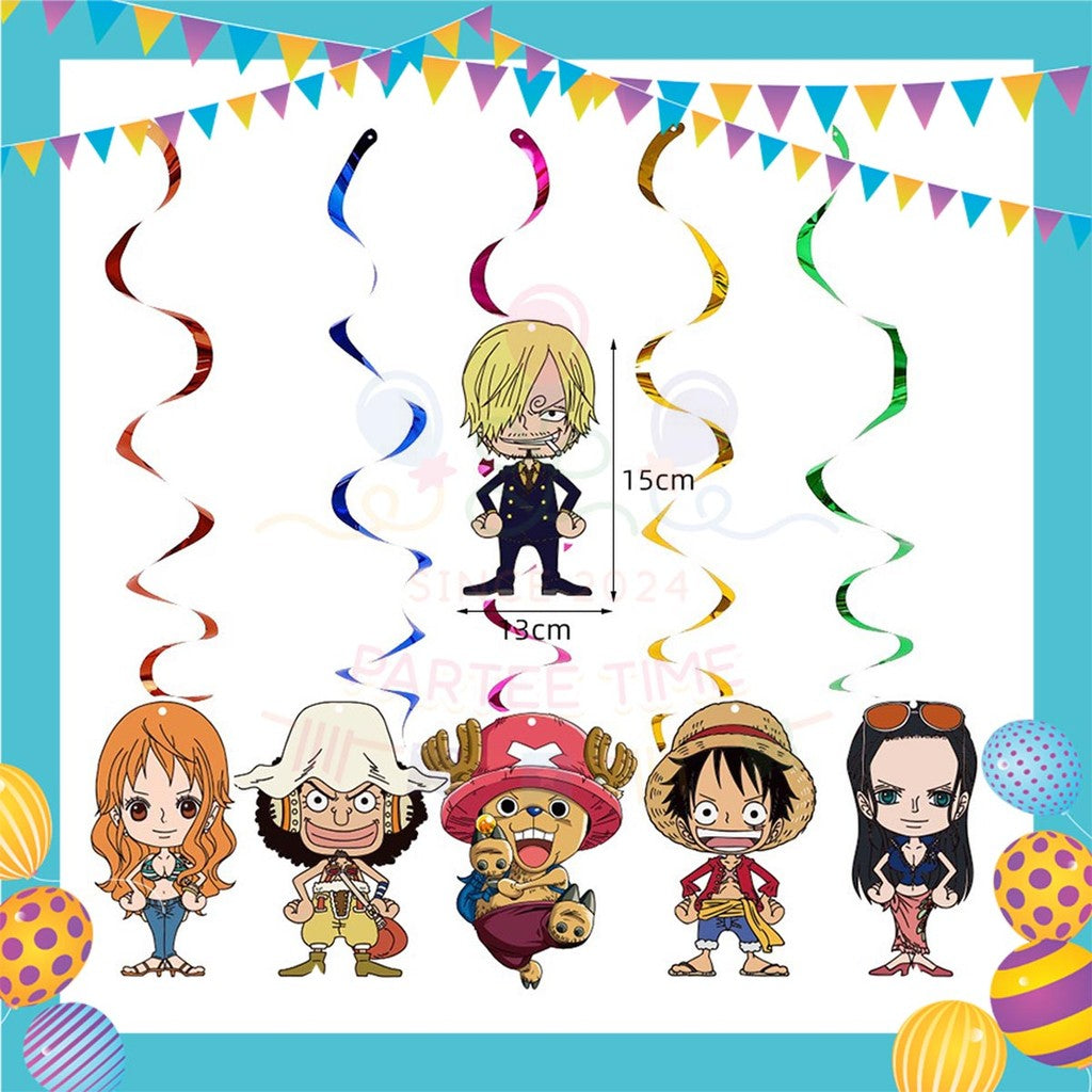 ParteeTime Kids One Piece Birthday Theme Decorations Party Balloon Banners Hang Swirls Backdrop Tablecloth Cake Topper