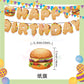 ParteeTime Kids Birthday Party Celebration Decoration Set Fast Food 5 in 1 Banner Balloon Cake Cupcake Topper Hari Jadi